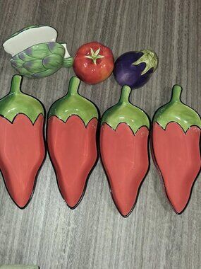 Vintage 1999 Clay Art CHILI FIESTA Vegetable Set